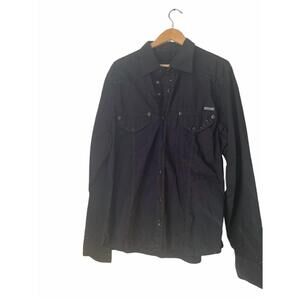 NEW MONDO men's western shirt with filigree embroidery in black